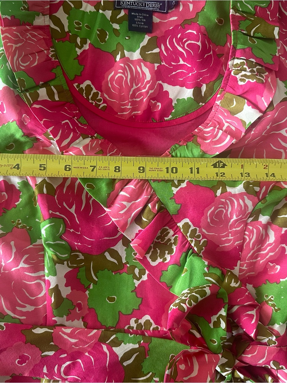Vineyard Vines Pink and Green Floral Wrap Midi Dress - Picture 5 of 6